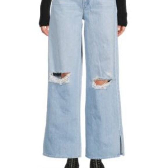 Mother The Fun Dip Puddle Slice Distressed Jeans size 12 - Picture 3 of 10